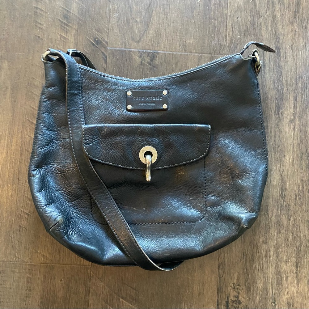 Kate Spade Crossbody Shoulder Convertible bag Black Leather